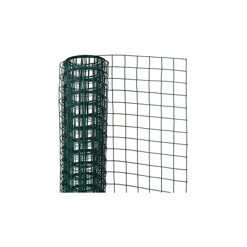 Maille carrée en acier galvanisé plastifié vert - 13 mm - 50 cm x 5 m