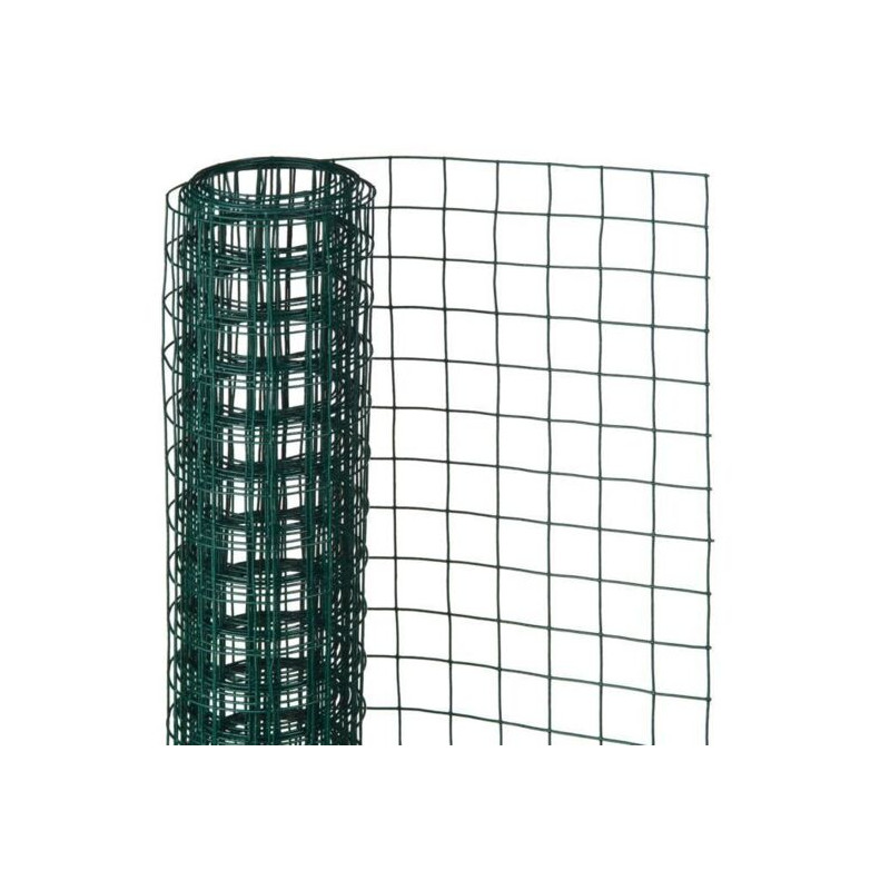 Maille carrée en acier galvanisé plastifié vert - 13 mm - 1 x 2,50 m