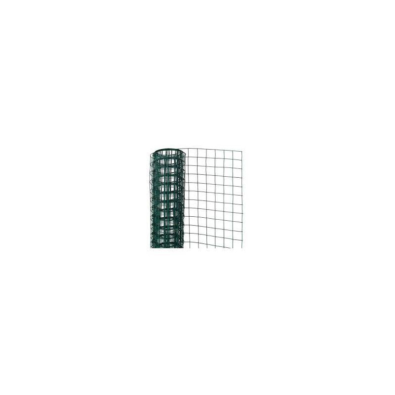 Maille carrée en acier galvanisé plastifié vert - 25 mm - 50 cm x 2,50 m