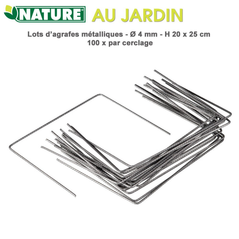 Agrafes métalliques pour fixation au sol - Ø4 mm - H20 x 25 cm - 100 x