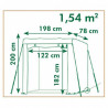 Serre de jardin (tubes Ø18 mm, PE armé 145 g/m²) avec liens et crochets de fixation - H200 x 198 x 78 cm 1,54 m²