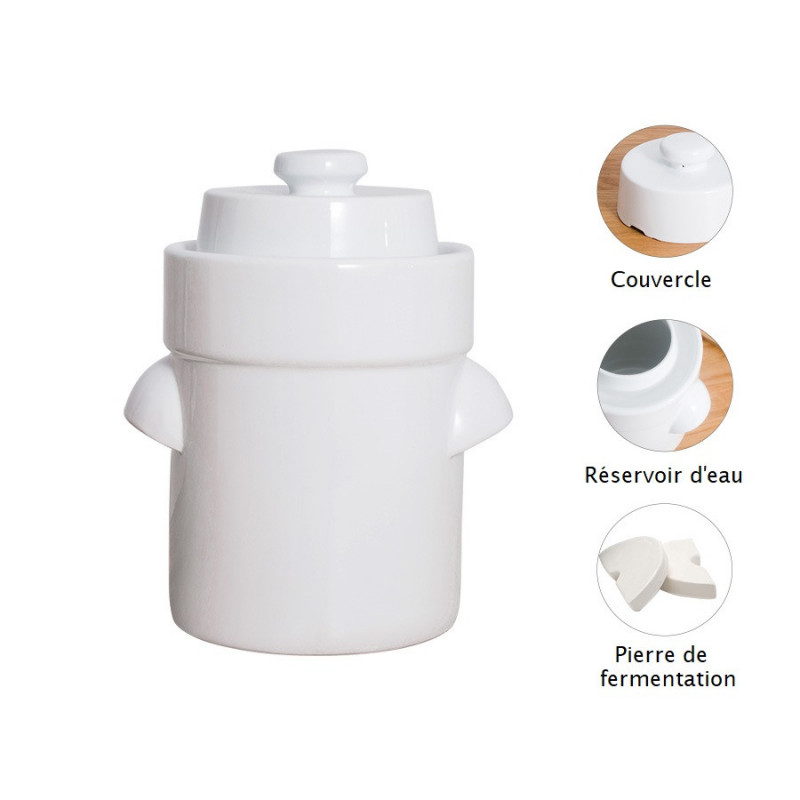 Bocal à Fermentation Kimchi 1 Litre - Plastique Transparent, Couvercle Hermétique, Pour Légumes, Tofu - 6