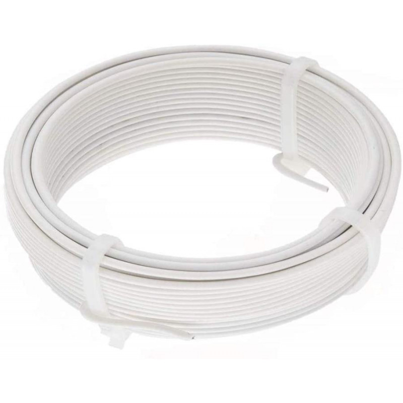 Fil de Tension PVC Rouleau de 25m 2MM X 25M Fil de Tension Rouleau de Fil de Fer Métallique Plastifié Blanc Enduit de PVC de Mét