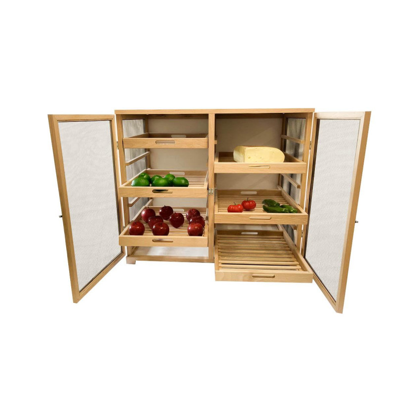 Garde manger légumier fruitier grand modèle bas 2 portes (6 tiroirs bois inclus)