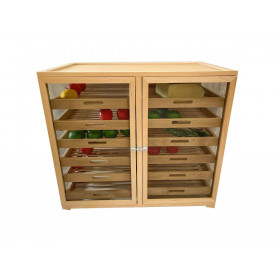 Garde manger légumier fruitier grand modèle bas 2 portes (12 tiroirs bois inclus)