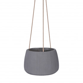 Pot à suspendre finition rayures verticales Anthracite Ø 24 x H16 cm