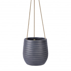 Pot à suspendre finition bambou tressé Anthracite Ø 22 x H 22 cm