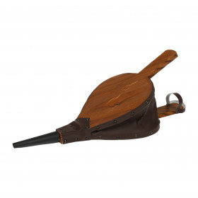 Soufflet de cheminée bois naturel et simili cuir 45cm