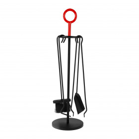 Serviteur de cheminée Hauteur : 	58 cm 4 accessoires : pelle, pince, tisonier, balai