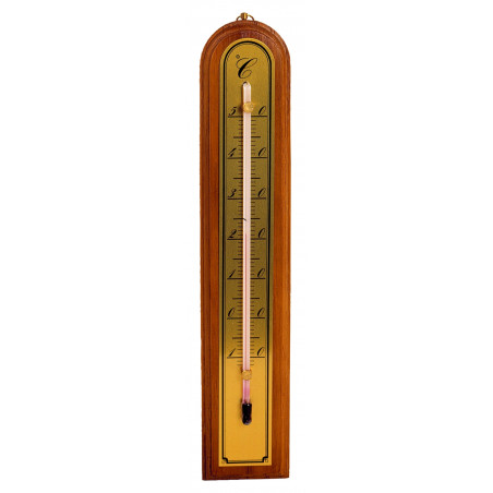 Thermomètre bois chêne/doré luxe