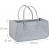 Sac à bûches gris en feutrine 25x25x50cm