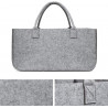 Sac à bûches gris en feutrine 25x25x50cm