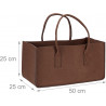 Sac à bûches marron foncé en feutrine 25x25x50cm