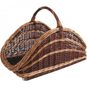 Panier à bûches en osier brut et buff