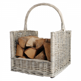 Panier en osier pour bois avec toile de jute 60 x 34 cm, Panier à bois, Panier à bois, Rangement de cheminée, Panier à bûches