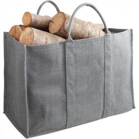 Sac à bûches en jute gris