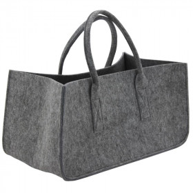 Sac à bûches gris en feutrine