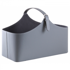 Corbeille de rangement en simili cuir gris