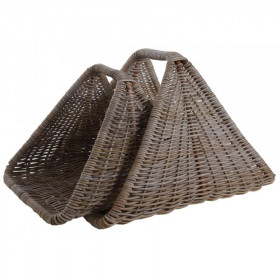 Panier à bûches en rotin gris ceruse - Déco/Panier bûches