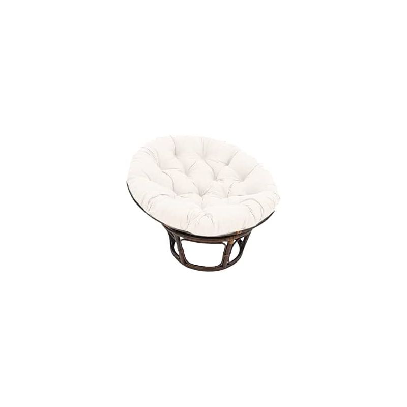 Fauteuil en rotin Papasan base osier Foncé avec coussin blanc