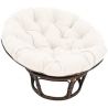 Fauteuil en rotin Papasan base osier Foncé avec coussin blanc