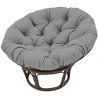 Fauteuil Papasan Rotin Naturel différent Coloris (Rotin Foncé, Coussin Gris Clair)