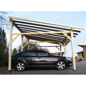 Carport monopente avec préparation pour couverture légère 3,90 x 5,86 m – Ref. AV 4563 STL