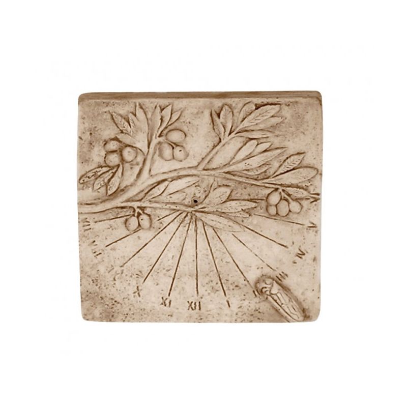 Cadran solaire motif Olivier et Cigale pierre naturelle 25cmx24cm
