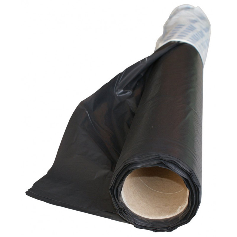 Film plastique d'étanchéité sous-dalle en polyéthylène noir Type 200, 4x25m