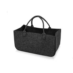 Sac à bûches gris foncé en feutrine 25x25x50cm