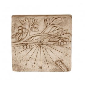 Cadran solaire motif Olivier et Cigale pierre naturelle 25cmx24cm