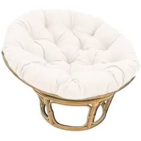 Fauteuil en rotin Papasan base osier clair avec coussin blanc