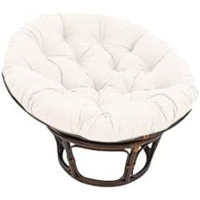 Fauteuil en rotin Papasan base osier Foncé avec coussin blanc