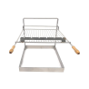 Support grille  barbecue charbon encastrable avec grille en acier inoxydable pour cheminée ou barbecue extérieur en pierre