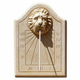 Cadran solaire vertical en pierre - motif Lion