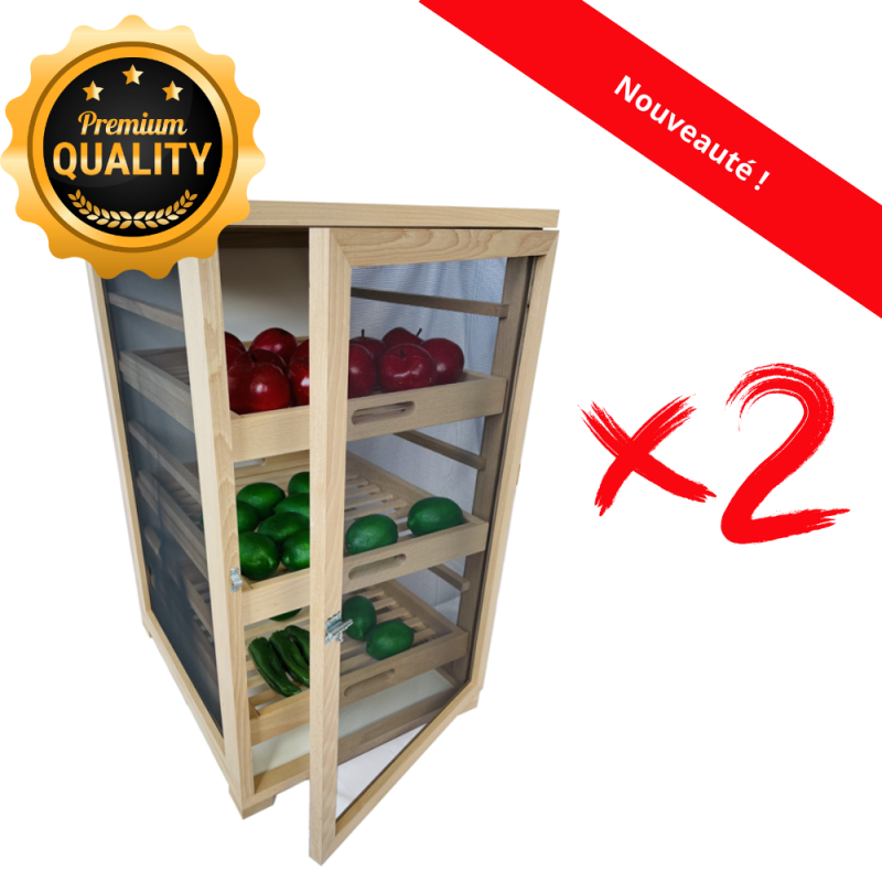▷  Lot de 2 garde-mangers légumiers fruitiers moyen modèle Masy 243 (6 tiroirs bois inclus) au meilleur prix -  _Garde manger