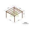 Pergola bois Carré Naturel 400x400cm MADERLAND