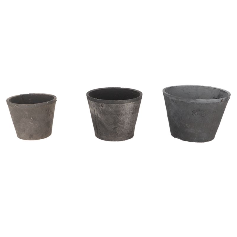 Set de 3 Pots Ronds Gris L Terre Cuite Esschert Design BV Set de 3 Pots Ronds Gris L Terre Cuite Esschert Design BV