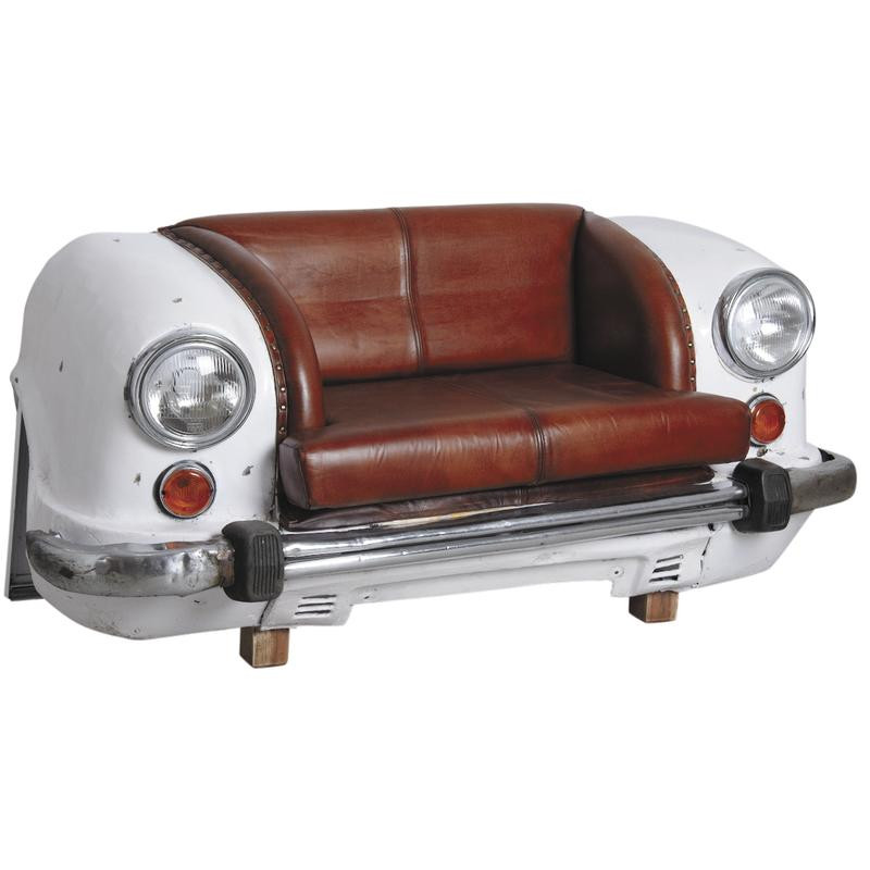 Canapé voiture blanc en cuir de buffle 170cm Aubry Gaspard
