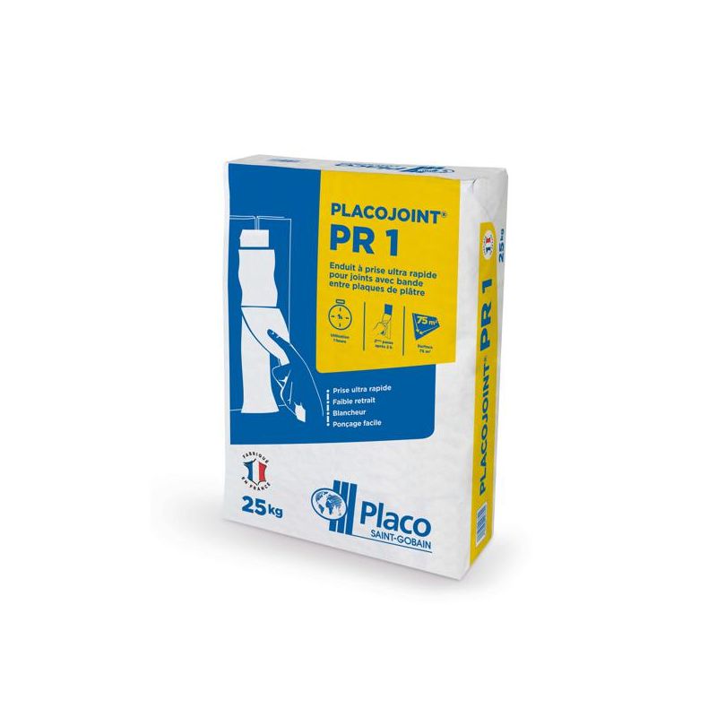 Enduit à Joint PLACOJOINT PR1 – Prise Rapide 1h – Sac de 25 kg Enduit à Joint PLACOJOINT PR1 – Prise Rapide 1h – Sac de 25 kg