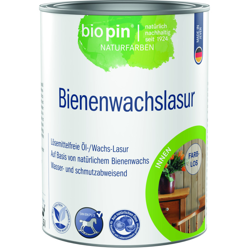 ▷  Lasure à la cire d'abeille naturelle incolore Biopin | 2,5L soit ~35m² au meilleur prix -  Produits bois