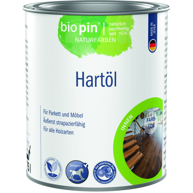 ▷  Huile dure naturelle pour hydrofuger bois intérieur Biopin | 0,75L soit ~11m² au meilleur prix -  Préparations des parquets