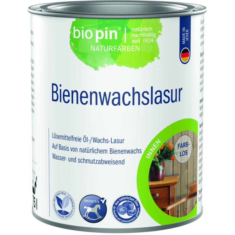▷  Lasure à la cire d'abeille naturelle incolore Biopin | 0,75L soit ~10m² au meilleur prix -  Produits bois
