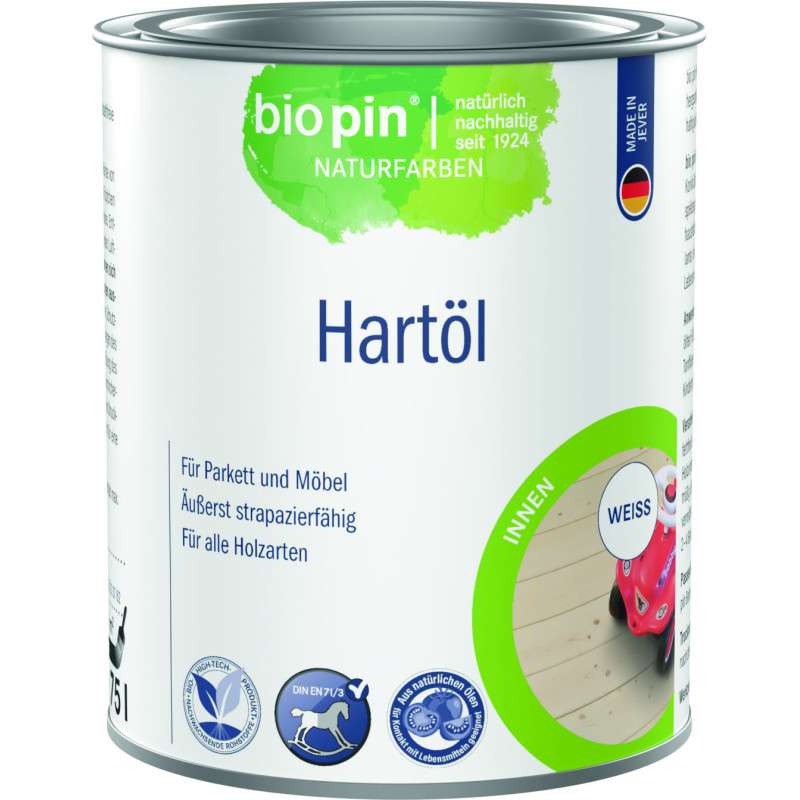 ▷  Huile dure teintée blanche pour hydrofuger bois intérieur Biopin | 0,75L soit ~10m² au meilleur prix -  Préparations des parq