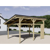 Auvent bois lamellé collé avec panneaux solaires photovoltaïques 5 KWc Bois naturel WATTOIT