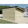 Garage auvent fermé bardage Bois naturel avec Panneaux photovoltaïques FORESTA