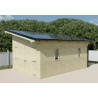 Garage auvent fermé bardage Bois naturel avec Panneaux photovoltaïques FORESTA
