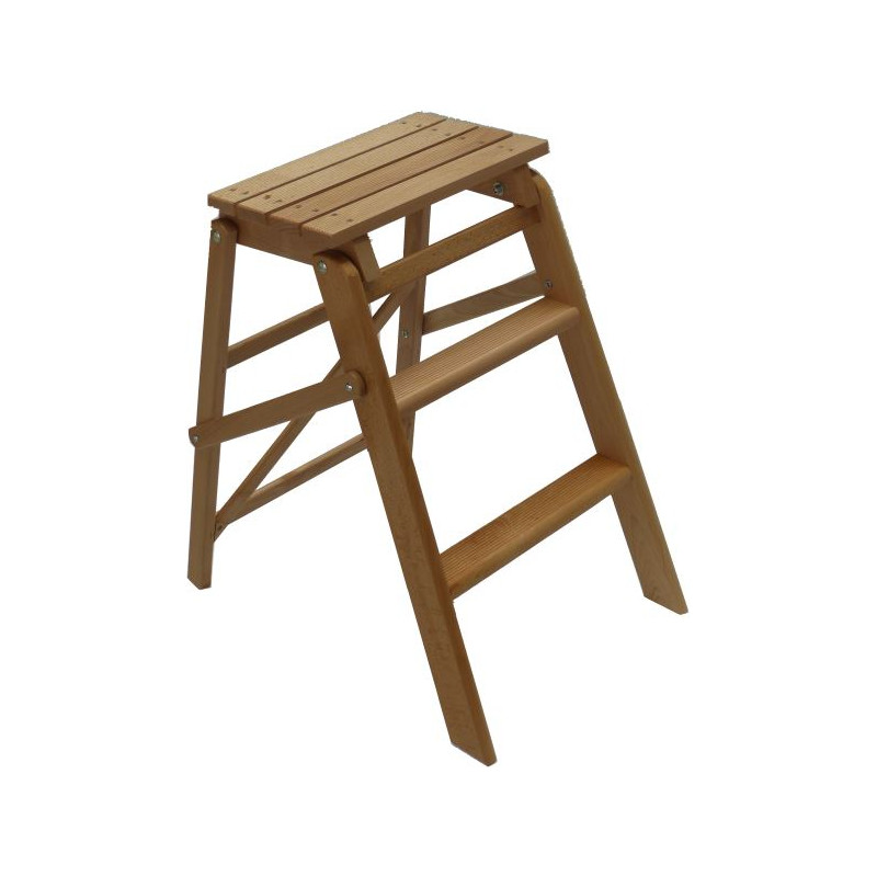 Tabouret-escabeau en bambou à 2 marches type A Stable pour cuisine et salle  de bain, naturel, 17 po