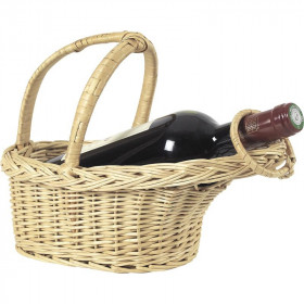 Panier à Bouteilles En Osier Naturel Frank Flechtwaren - Pour 6 Bouteilles, Dimensions 34x24x20 Cm